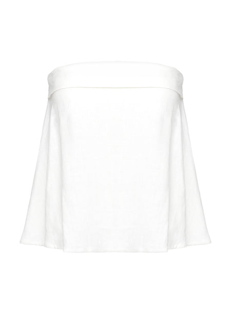 Ethel Strapless Linen Top White