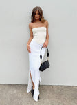 Front view of model wearing  front Santorini Knit Maxi Skirt White Princess Polly  Midi Skirts 