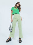 front view of model wearing Princess Polly Euros Pants Lime Green 