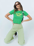 front view of model wearing Princess Polly Euros Pants Lime Green 