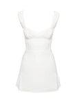 back view of model wearing Princess Polly Faubert Mini Dress White Sweetheart Neckline 