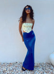 Front view of model wearing  front Harriette Maxi Skirt Blue Princess Polly  Maxi 