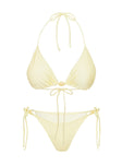 Hit The Beach Bead Detail Bikini Top Lemon