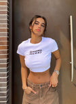 front view of model wearing Princess Polly Howdy Crop Tee White 