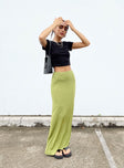 Front view of model wearing  front Harriette Maxi Skirt Green Princess Polly  Midi Skirts 