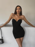 Front view of model wearing  front Princess Polly Sweetheart Neckline  I Want You Mini Dress Black