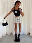   front view of model wearing Princess Polly Selby Mini Skirt Yellow Plaid 