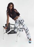 front view of model wearing Princess Polly In My Element Mid Rise Pants White 