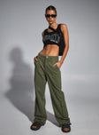 Front view of model wearing  front Princess Polly High Waisted Pants  Jagger & Stone Christina Cargo Pants Khaki