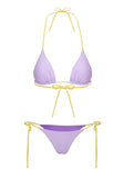 Jenner Tie Side Ruched Bikini Bottom Yellow / Purple