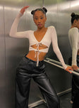 front view of model wearing Princess Polly Jessie PU Pants Black 