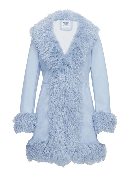 Josefina Faux Fur Detail Jacket Blue