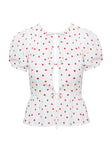 Lucky In Love Bow Tie Top White / Red