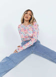 front view of model wearing Princess Polly Lucas Long Sleeve Top Multi 