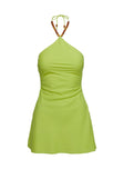 Maevie Halter Mini Dress Green