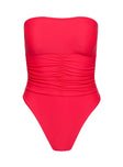 Majorelle Strapless Ruched One Piece Red