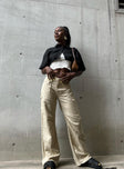 front view of model wearing Princess Polly Miami Vice Pants Wheat Low Rise Jeans 