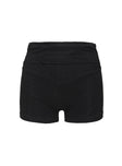 side view of model wearing Princess Polly Moderna Lace Shorts Black High Waisted Shorts 