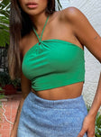 side view of model wearing Princess Polly Matilda Top Green 