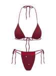 Neroni Tie Side Ruched Bikini Bottoms Burgundy