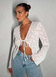 product Princess Polly Full Sleeves Plunger  Nucci Lace Long Sleeve Top White