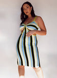 front view of model wearing Princess Polly Parker Mini Dress Multi Stripe 