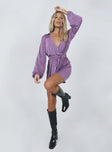 front view of model wearing Princess Polly Party Time Mini Dress Purple 