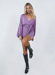 front view of model wearing Princess Polly Party Time Mini Dress Purple 