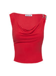 Quincey Cowl Neck Top Red