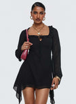 Revival Long Sleeve Mini Dress Black