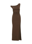 product Princess Polly Rios One Shoulder Maxi Dress Brown Asymmetric Neckline 