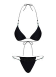 Saltwater Bead Detail Bikini Bottoms Black