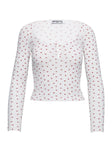 Sleepytea Pointelle Sleep Long Sleeve Top White / Red