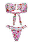 Summer Season Ruched Side Bikini Bottoms Pink Floral