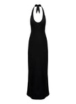 Salone Linen Halter Maxi Dress Black