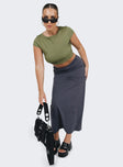 Front view of model wearing  front Chipla Maxi Skirt Slate Princess Polly  Midi Skirts 