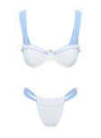 Summer Season Ruched Side Bikini Bottoms Blue / White