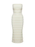 Wanita Strapless Midi  Dress Cream