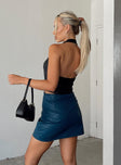 back view of model wearing Princess Polly Martha Mini Skirt Blue 