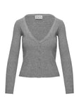 back view of model wearing Princess Polly York Cardigan Grey Marle Cropped 