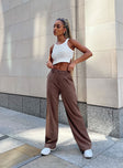 product Princess Polly High Waisted Pants  Archer Pants Brown Lower Impact