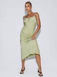 Maxi dress Elasticated shoulder straps Gathered bust Tie fastening at front Invisible zip fastening at side