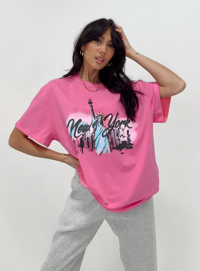 New York Oversize Tee Pink