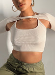 Bolero and top set Ribbed material  Long sleeve bolero  Halter neck crop top  Good stretch 