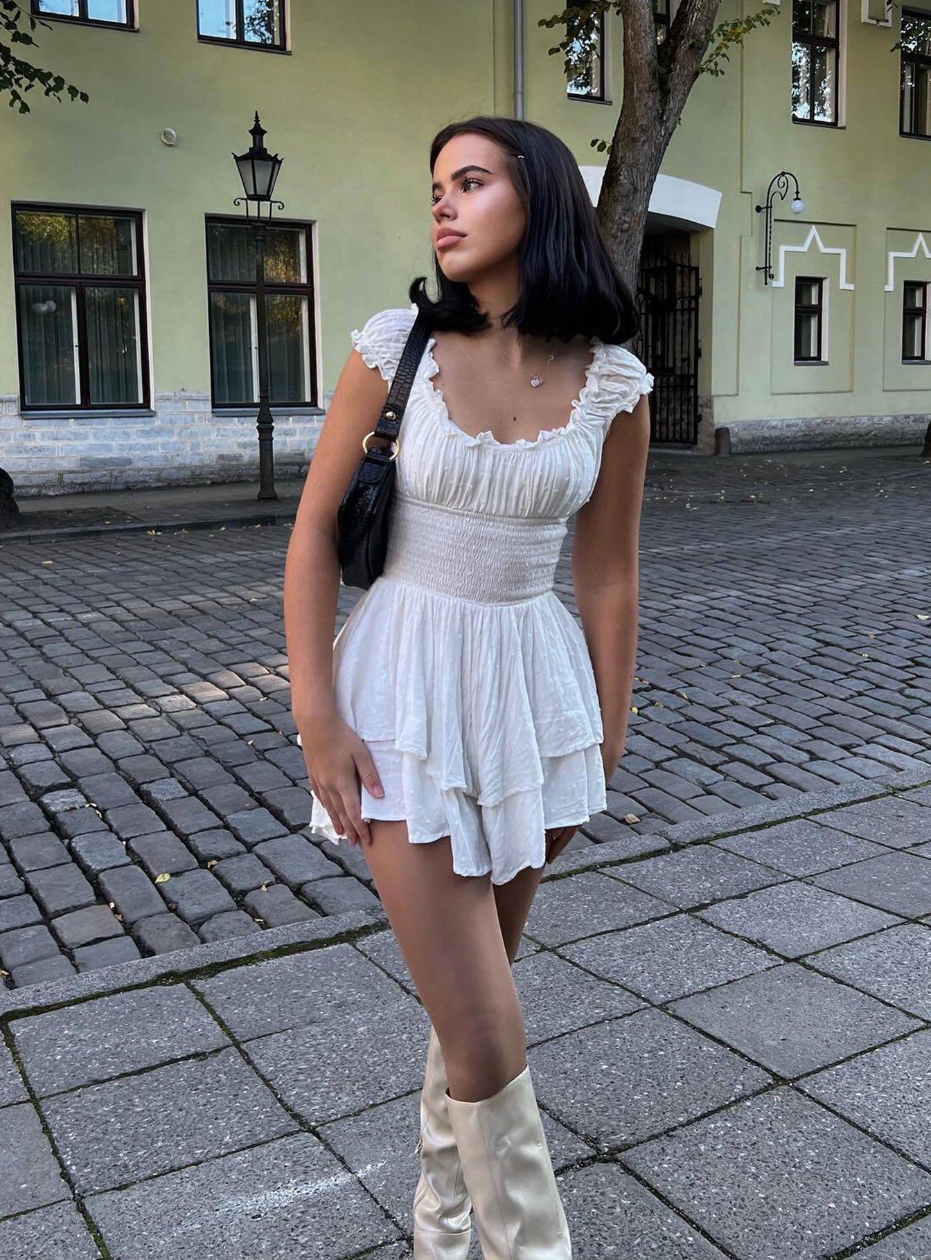 In the store style white playsuit