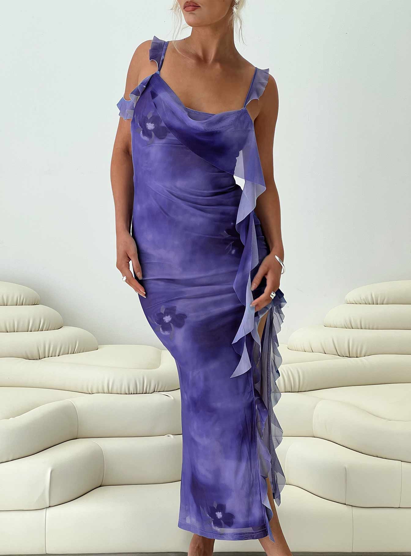 Shop Formal Dress - Velick Midi Dress Purple fourth image