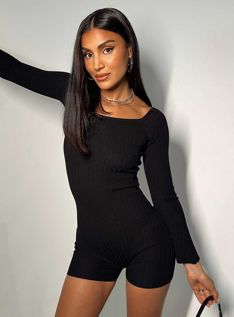 Routley Knit Romper Black