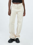 Jeans Corduroy material High rise Belt looped waist Zip & button fastening Classic five-pocket design Straight leg