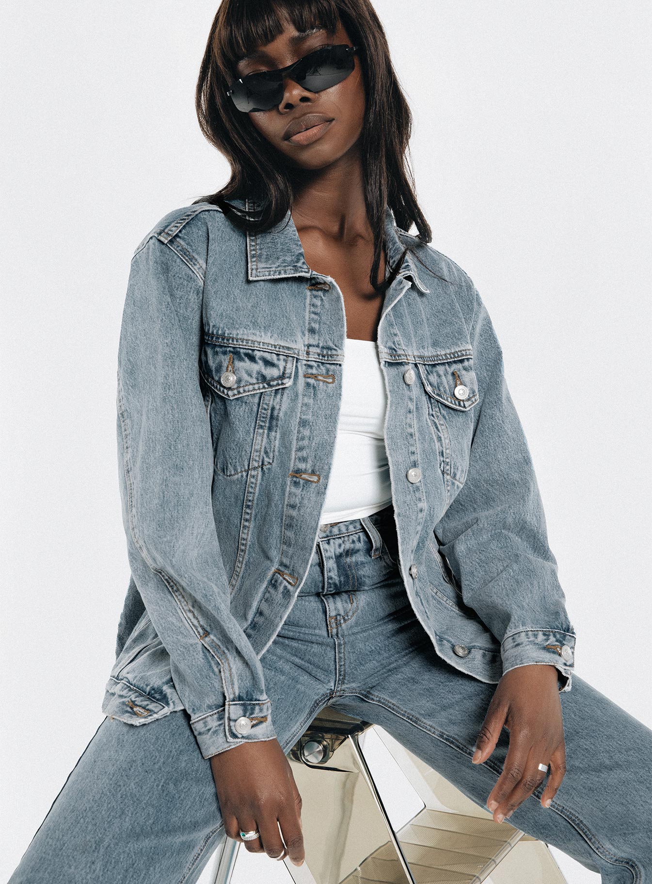 Washed denim sale jacket womens