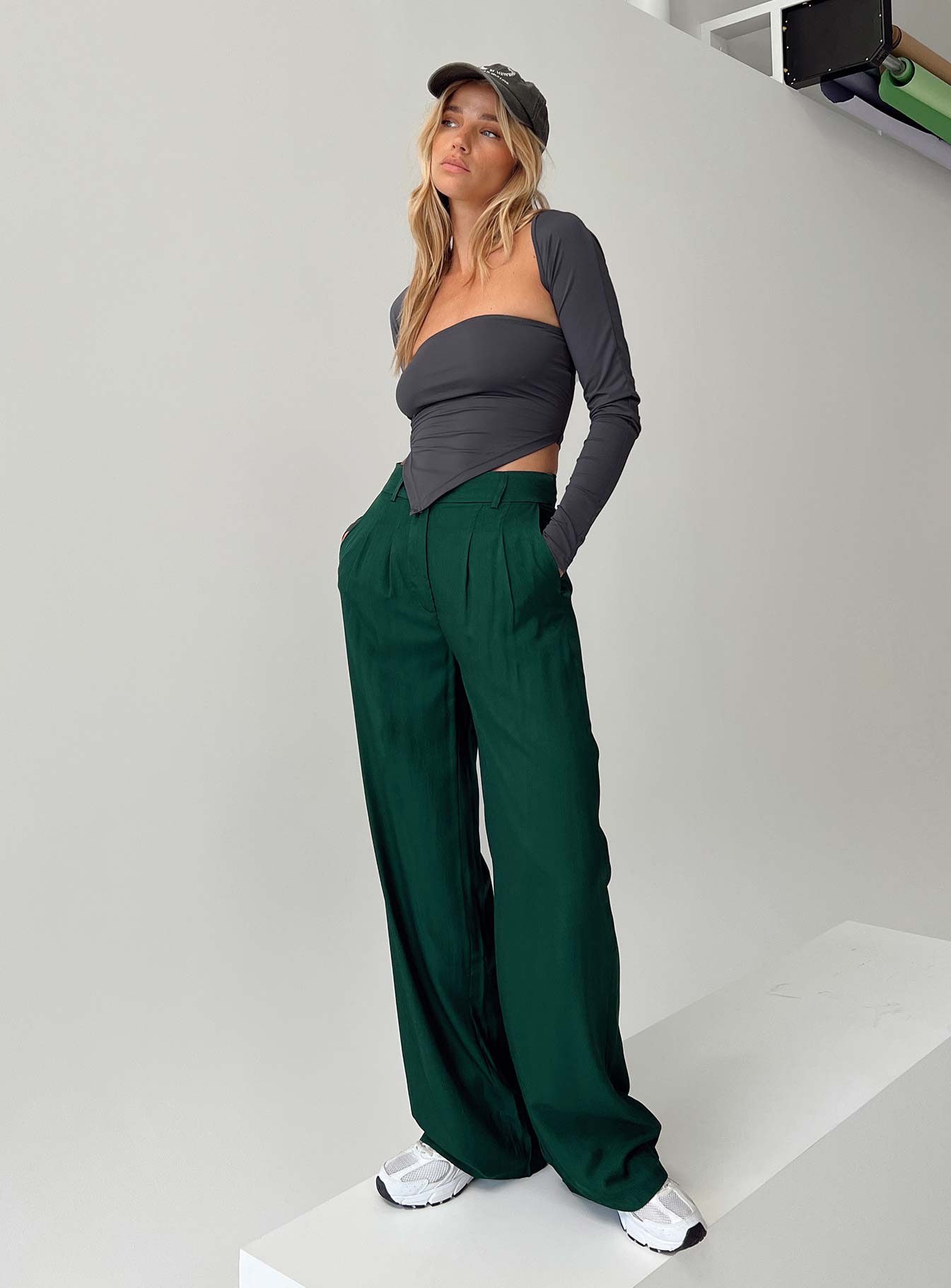 ASOS DESIGN Petite jersey slim suit trousers in forest green | ASOS